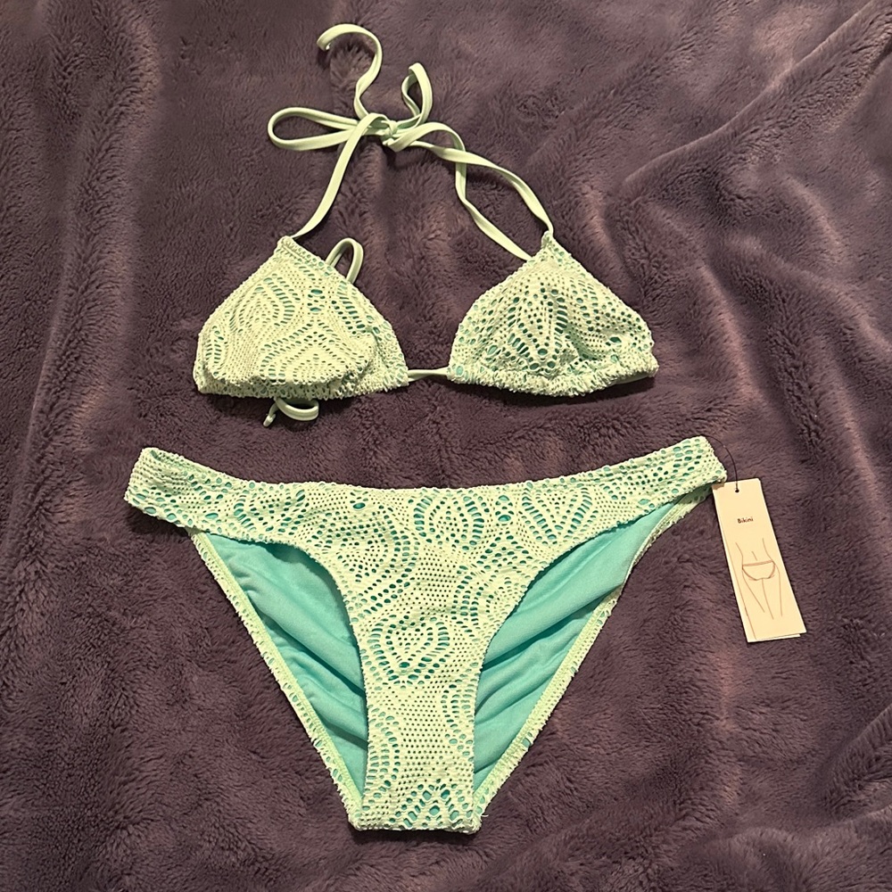 Mint Green Lace Bikini Set